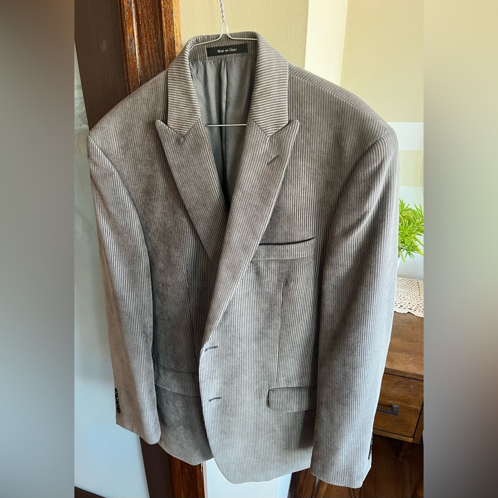 Calvin Klein Corduroy Blazer Jacket - Grey / Smoke - Size 42R